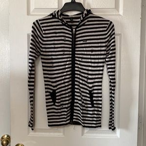 Y2K RVCA Black White Striped Beetlejuice Distressed Hoodie